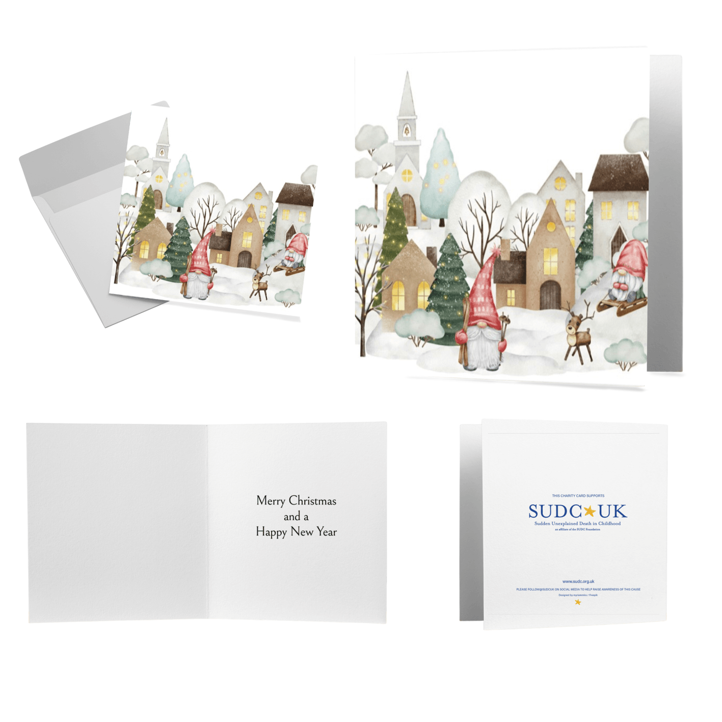 Christmas Cards - 10 gnome cards with envelopes
